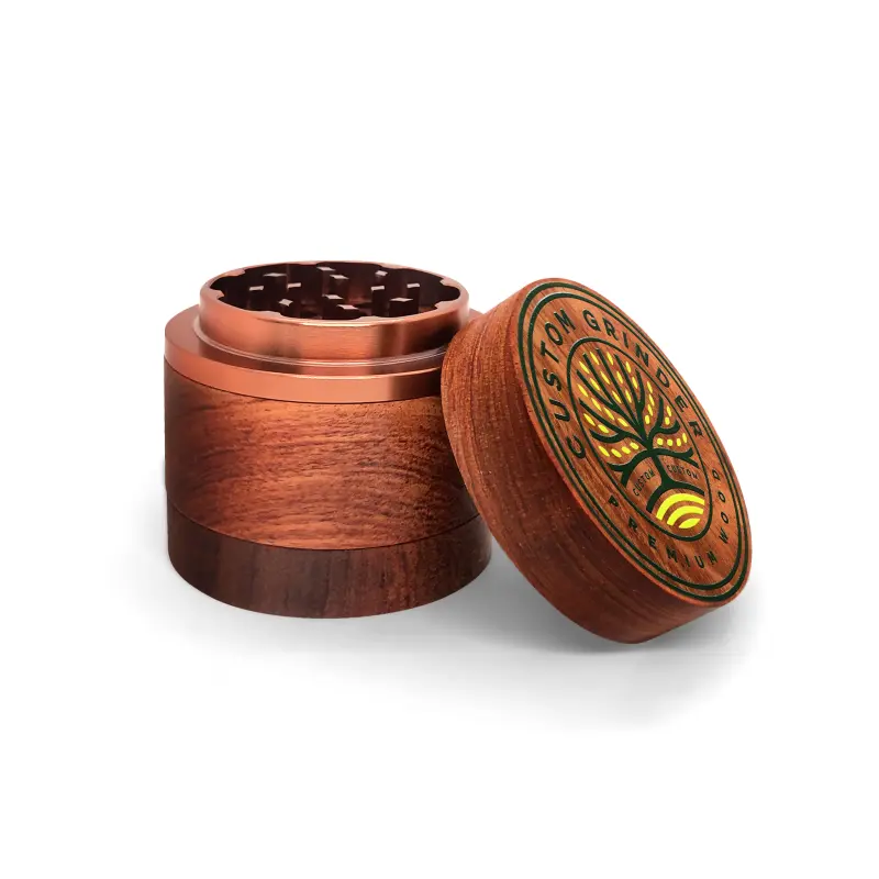 Custom Straight Line Wood In Rose Gold Metal Grinder