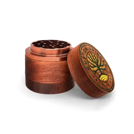 [SG-119] Custom Straight Line Wood In Rose Gold Metal Grinder
